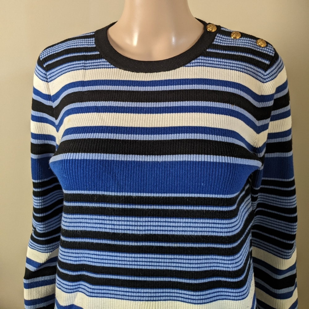 LRL Lauren Ralph Lauren striped knit sweater, women's large